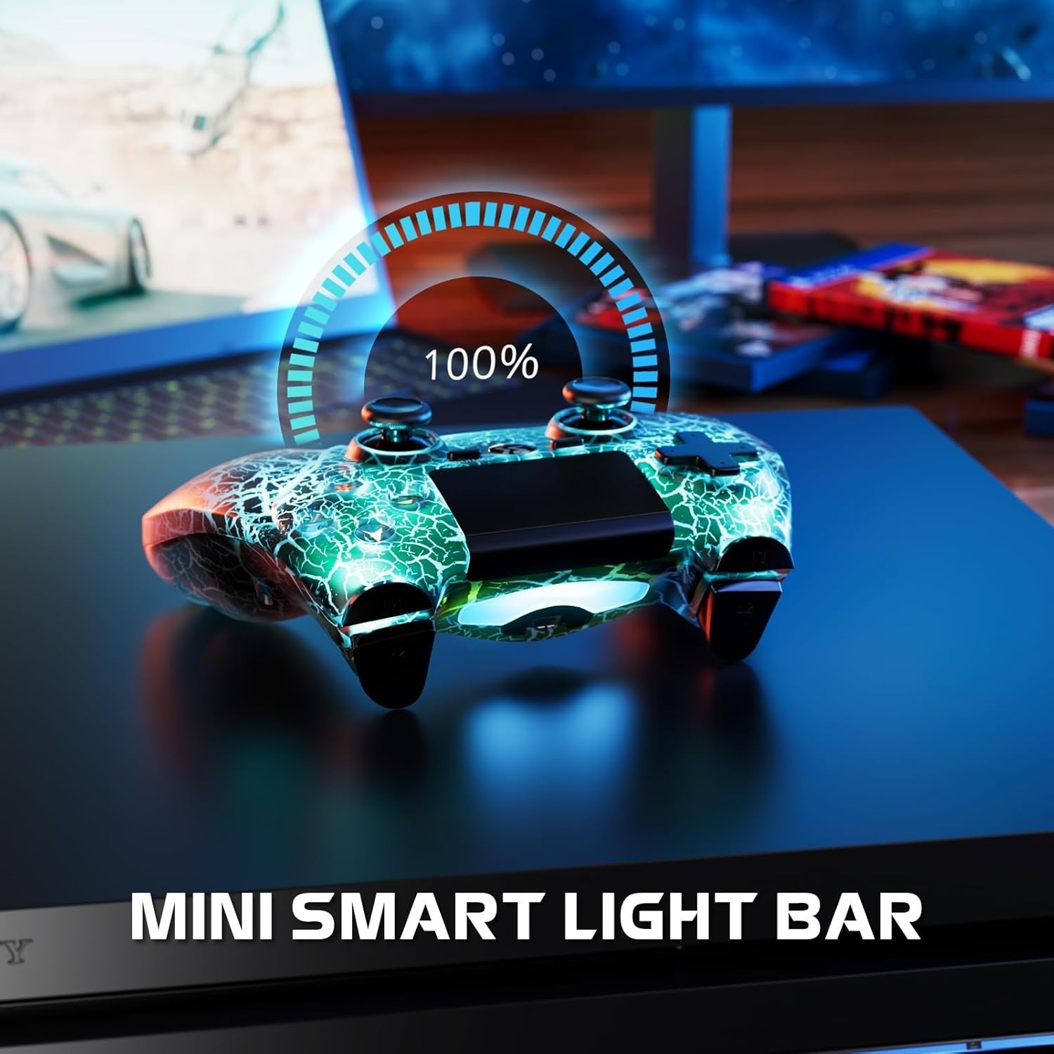 Adjustable RGB LED Wireless Game Controllers for PS4/Pro/Slim – 6-Axis Sensor