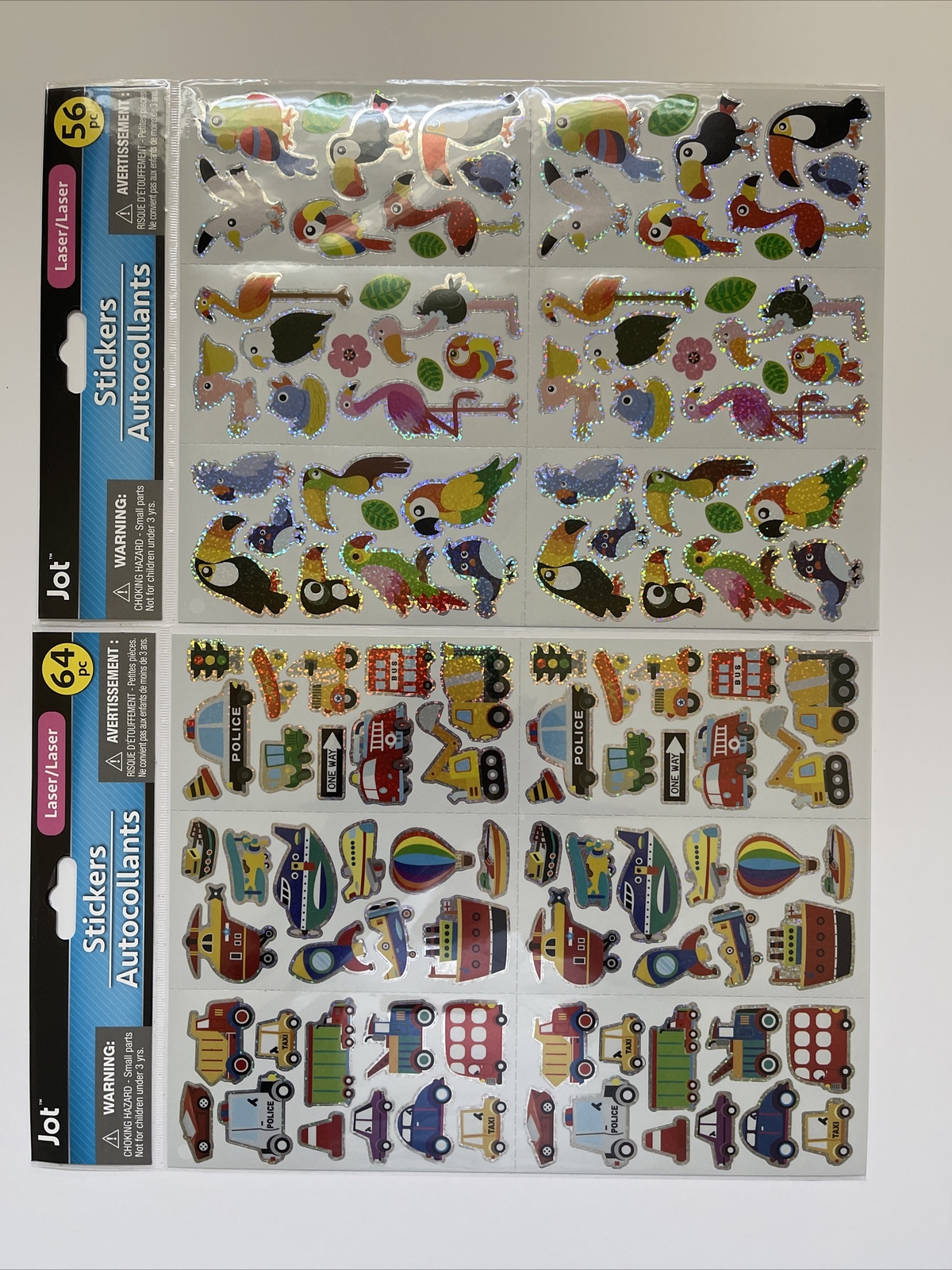 Sticker Autocollant s Assortment ( 5 Sheets) 36 Pc Foil Self Adhesive