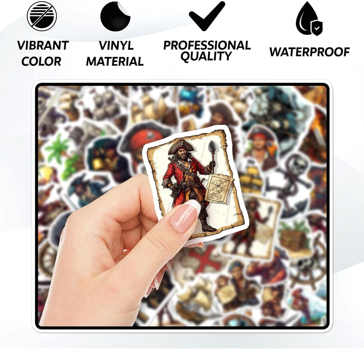 108 Pack Pirate Stickers, Waterproof Vinyl Decals Laptop, Water Bottle, Scrapboo