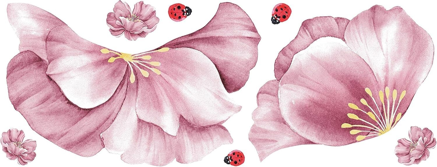 RoomMates Pink Peony Floral Mirror Peel & Stick 8 Wall Decals 13" x 14.3"