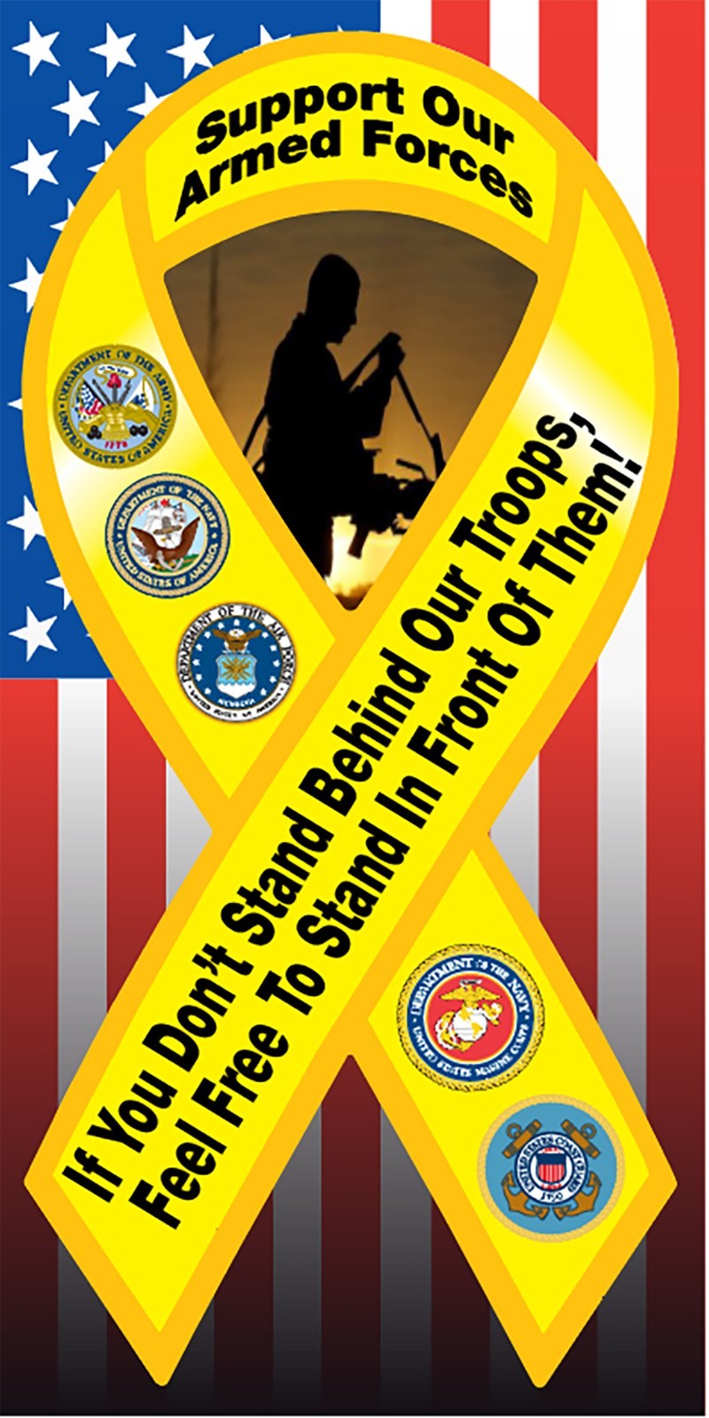 Stand Behind Our Troops Vinyl Decal Sticker Size Support Armed Forces marine