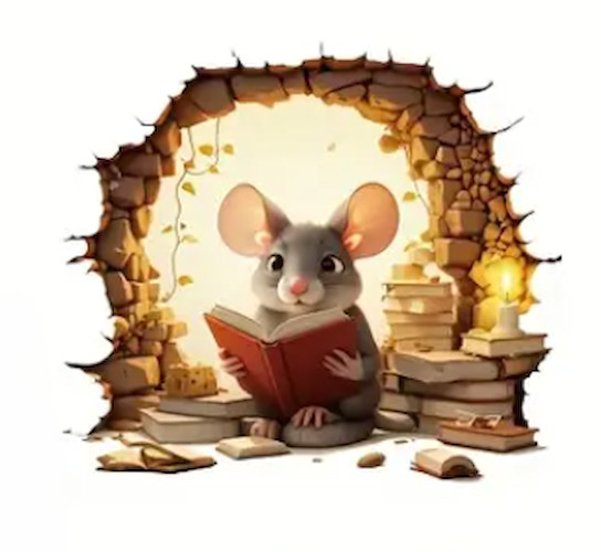 Rat Mouse Hole 4B Reading Book Wall Sticker Realistic Adhesive Decal Living Room