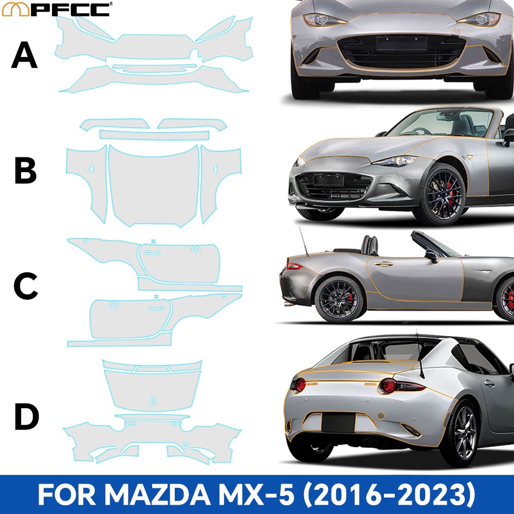 For Mazda MX-5 MX5 2016-2026 Precut Kit Paint Protection Clear Film PPF Full Car