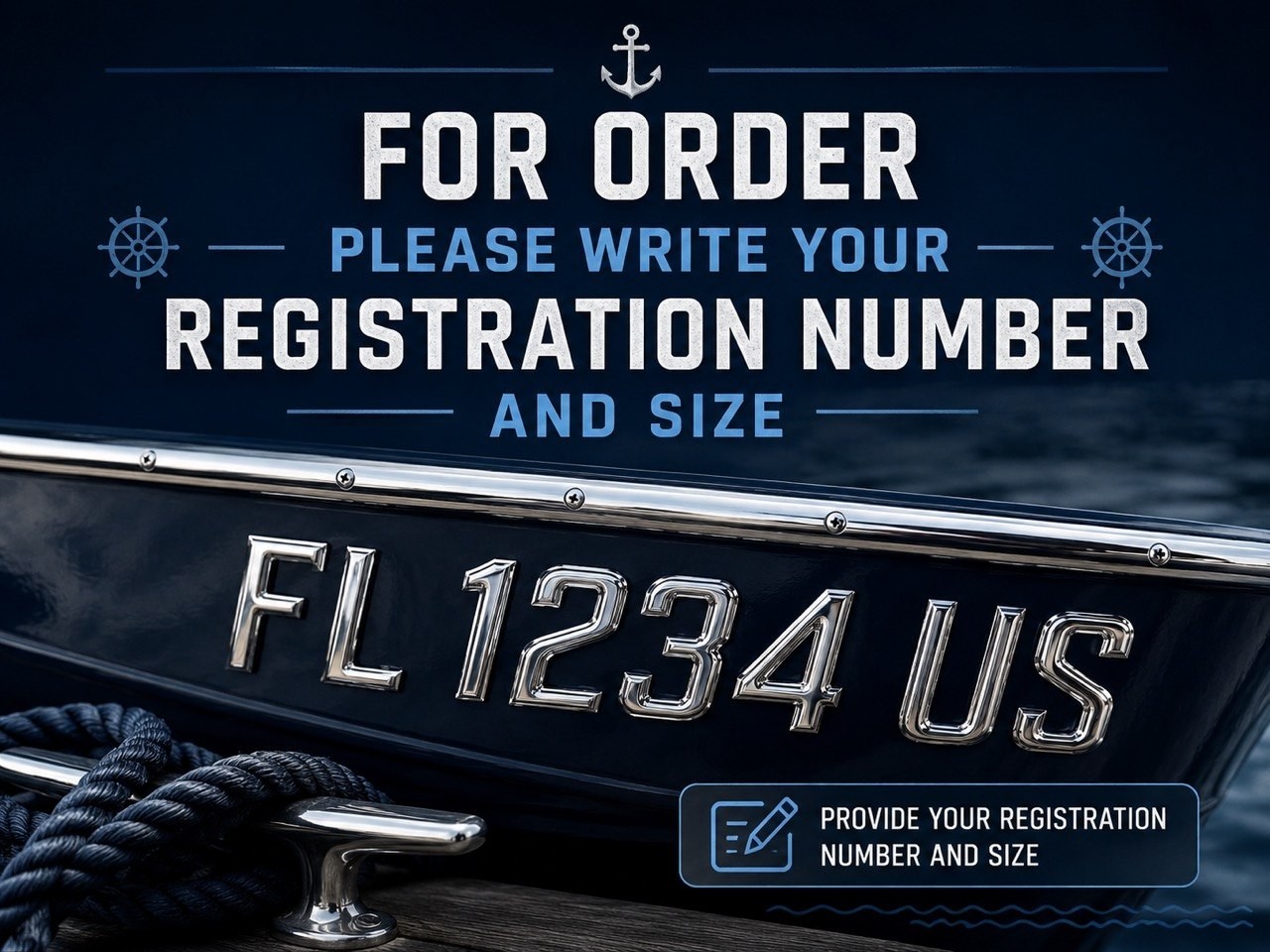 Boat Registration Numbers Letters 3D Raised Domed Marine Decals (Made To Order)