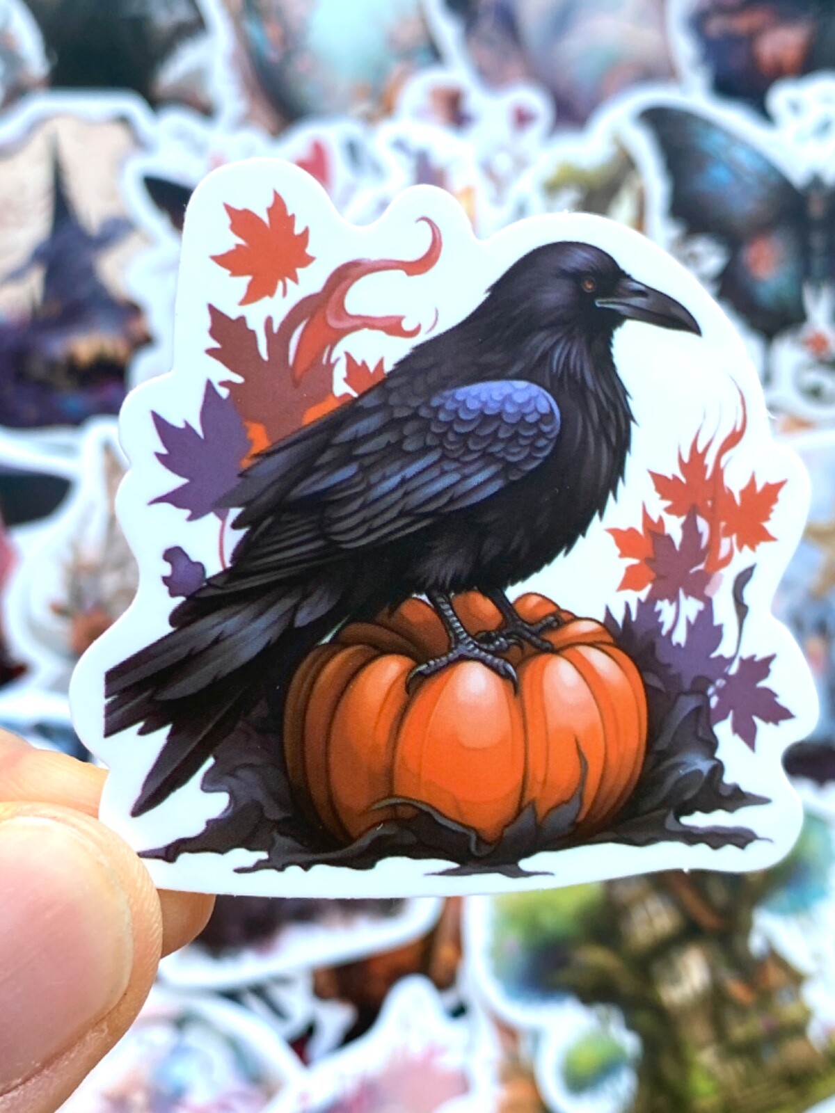 5-50 pcs Gothic Witch Stickers, Halloween Raven Dark Candle Water Bottle Decals