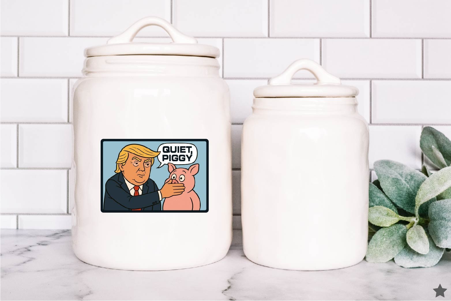 Quiet Piggy Trump Decal Sticker 47 MAGA Political Cartoon No Kings Anti Press JD