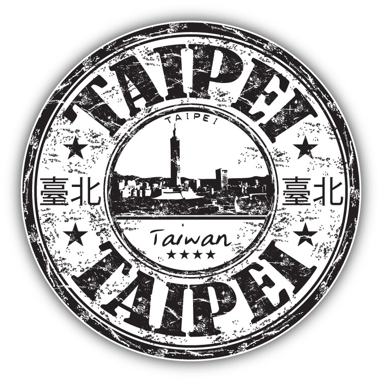 Taipei Taiwan Grunge Rubber Travel Stamp Car Bumper Sticker Decal