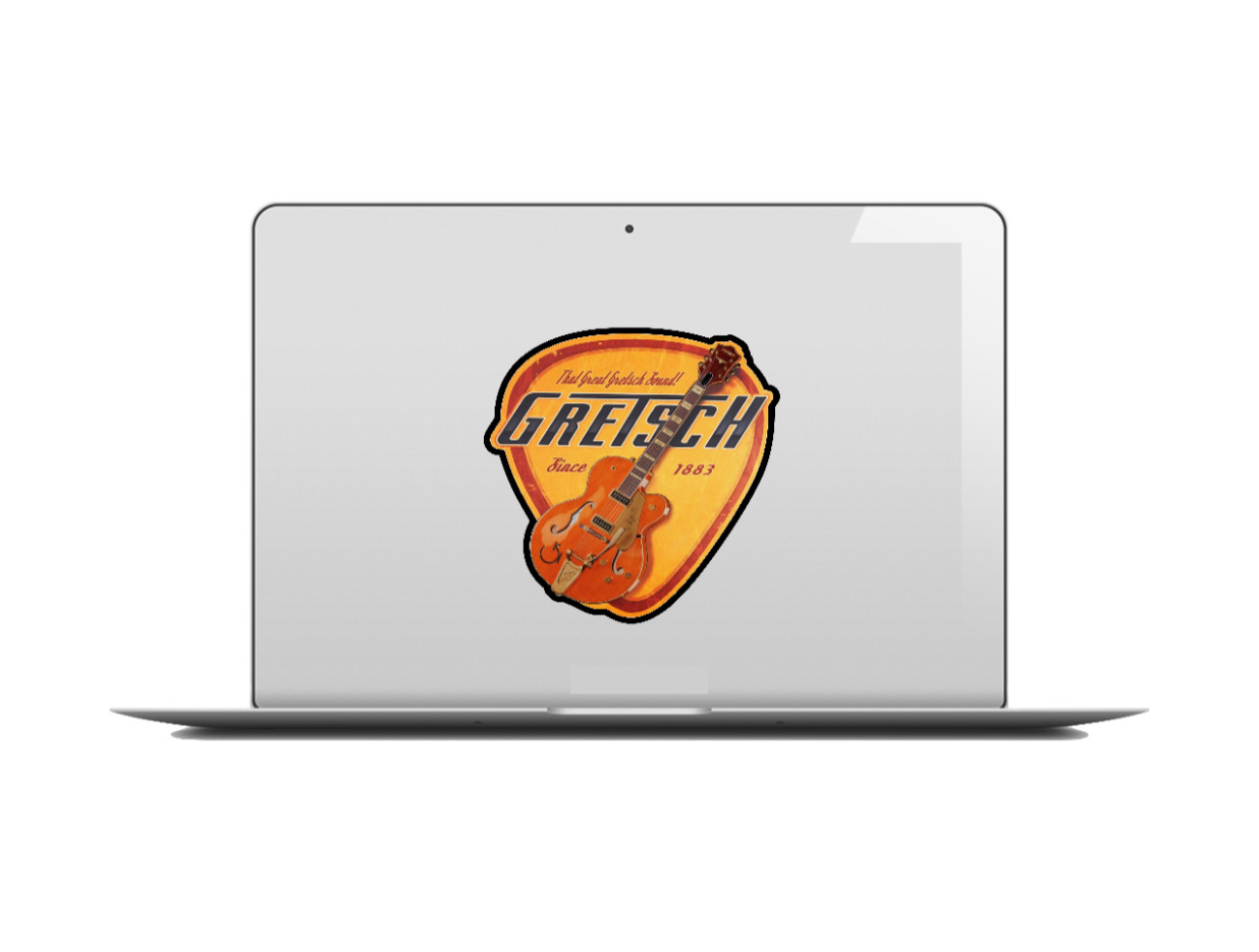 Guitar Gretsch Vintage – 4in Handmade Vinyl Decal Auto Cooler Laptop Case Decor
