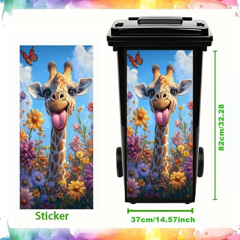 Funny Puppy Cat Donkey Trash Can Decal Large Vinyl Sticker Removable Easy Apply