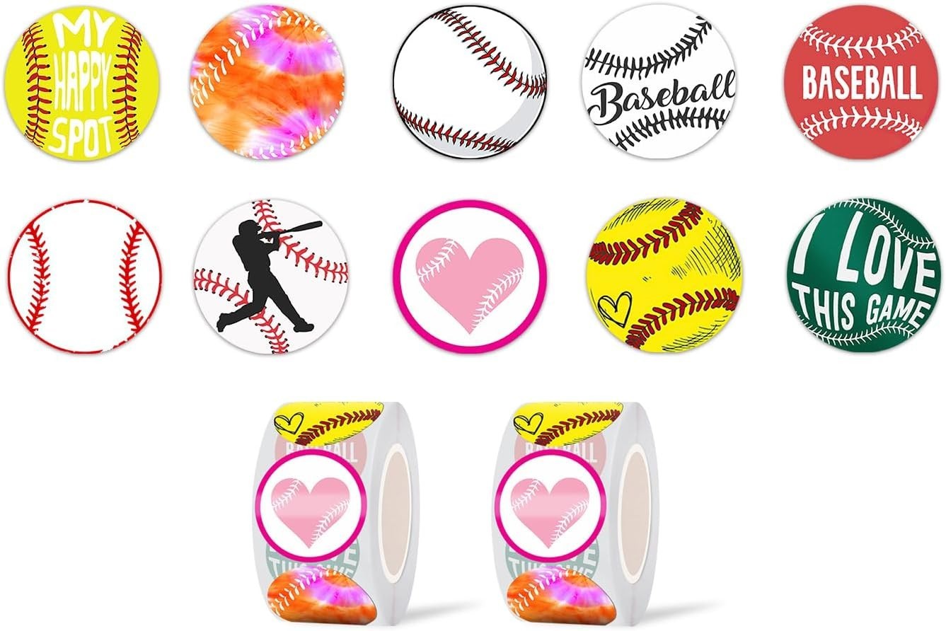 Sports Baseball Dot Stickers Roll Label1000 PCS Decal Gifts Merch Party Suppl…