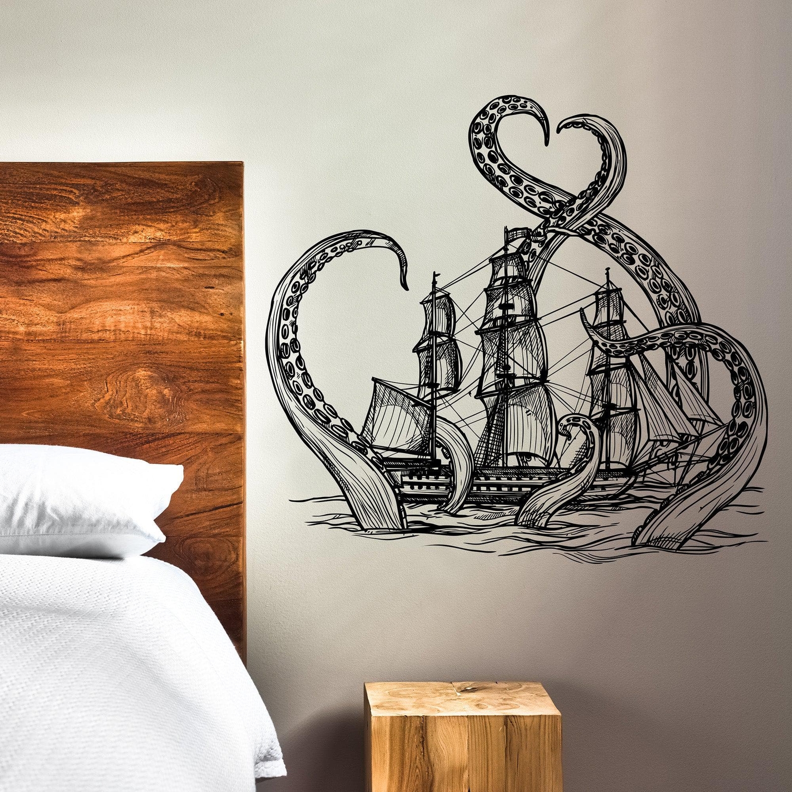 Beach Nautical Theme Fantasy Kid's Room Decor. Kraken Octopus Wall Decal Sticker