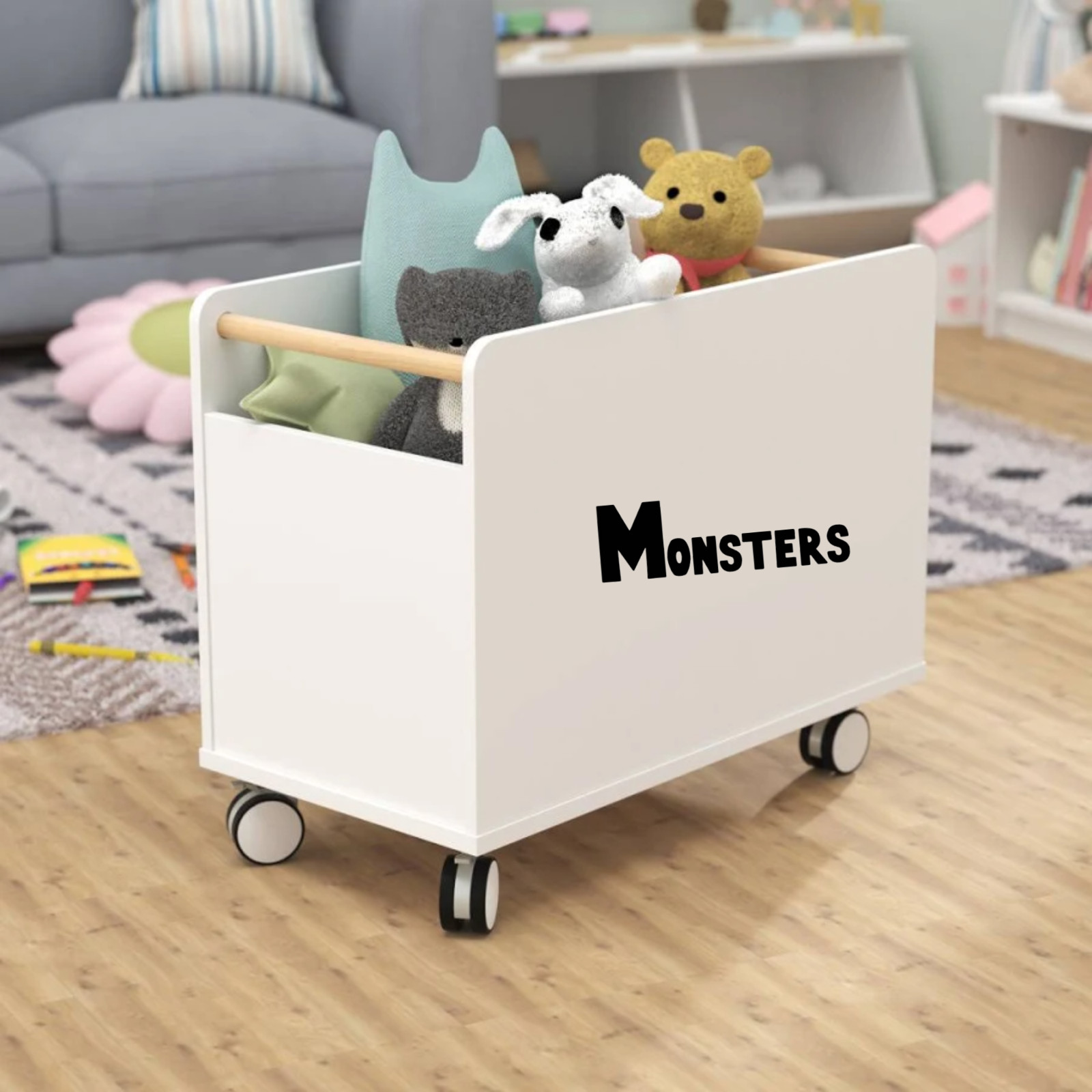 Monsters Toy Storage Decal Sticker Vinyl Label for Toy Bin Toy Box