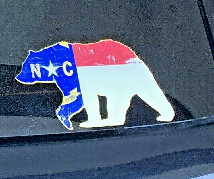 2 – NC Bear Sticker 4”x 7” – NC Flag