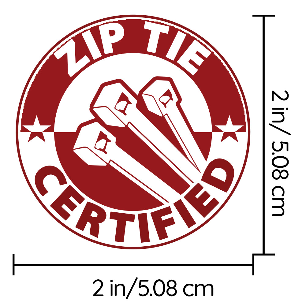 Zip Tie Certified Sticker Vinyl Decal Funny Mechanic Hard Hat Toolbox Car Bumper