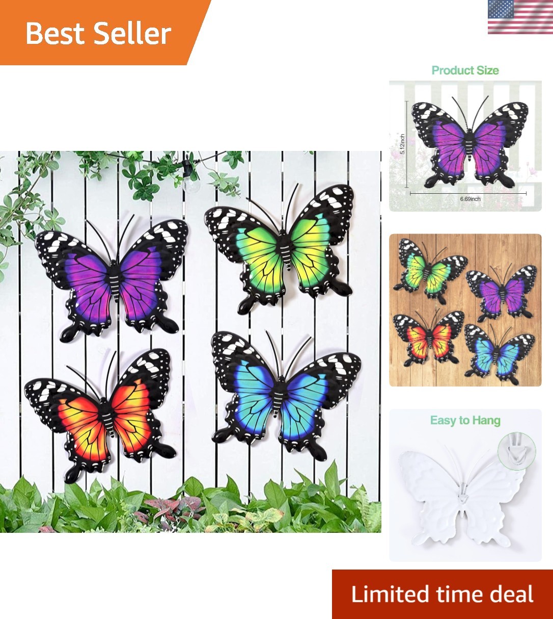 Unique 4-Pack Butterfly Wall Decor – Colorful Art for Indoor & Outdoor Spaces