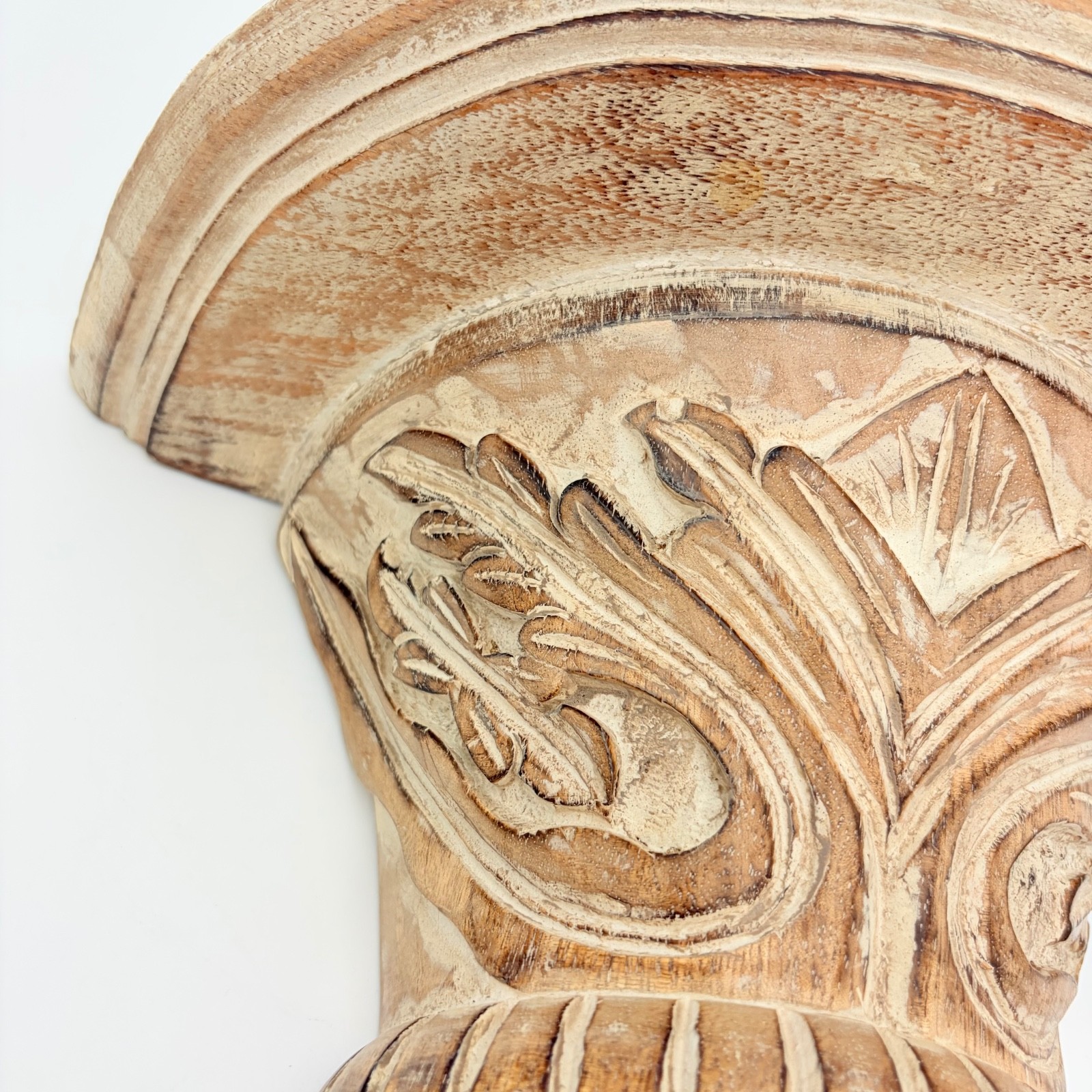 Wall Sconce Shelves Carved Wood Vintage Ornate Set of 2 made in India