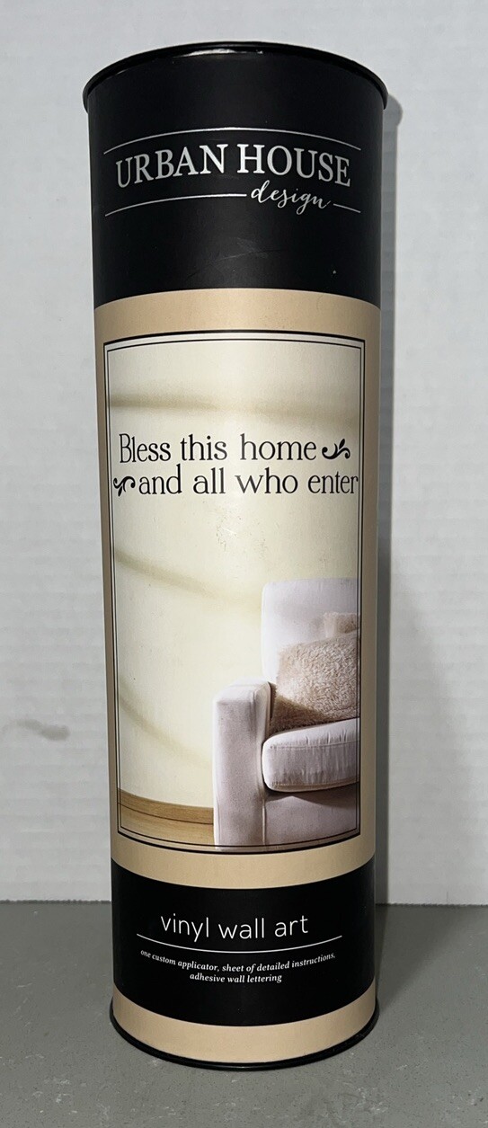 Urban House Design Vinyl Wall Art “Bless This Home And All Who Enter” 35” X 7.3”