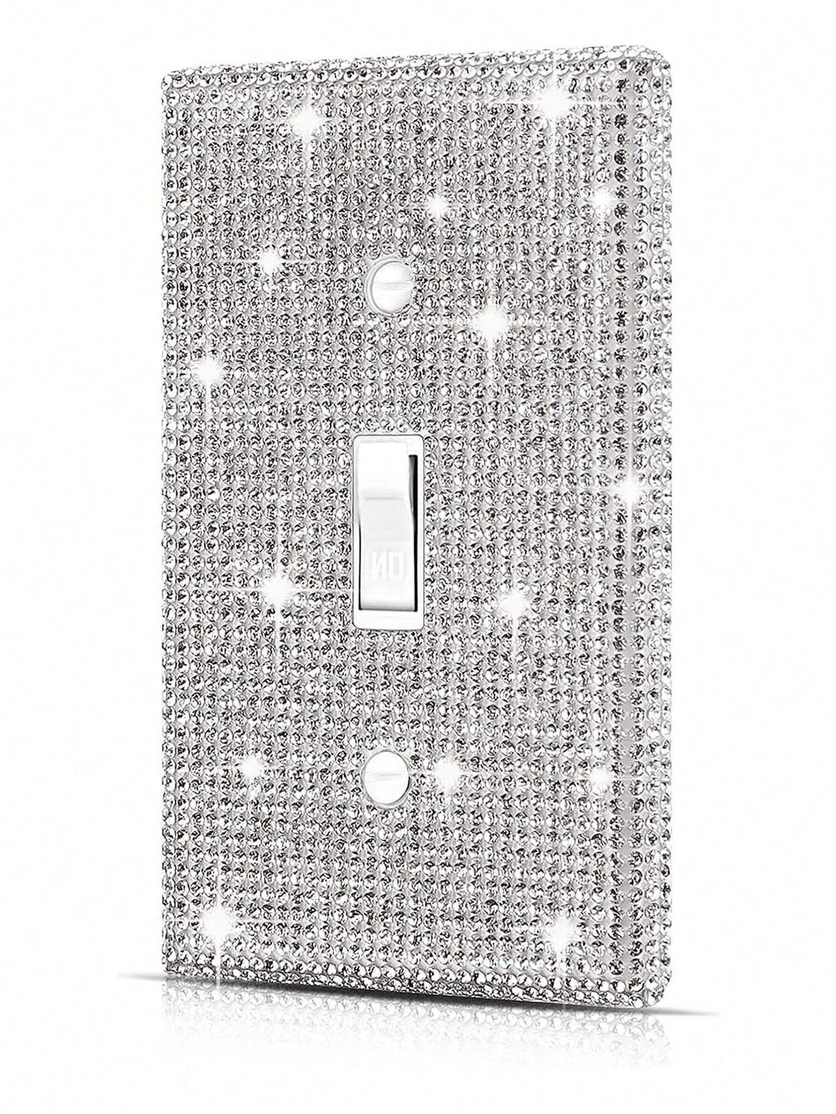 Silver Rhinestone Single Hole Light Switch Cover Plate 1 Piece
