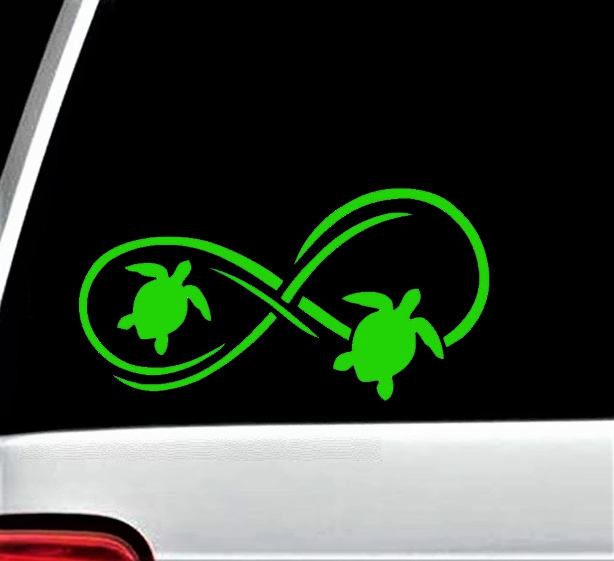 Neon Green Sea Turtle Infinity Decal Sticker for Car Window Laptop Art