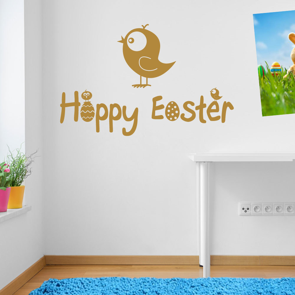 Happy Easter Chicks Birds Eggs Display Vinyl Window & Wall Decals Stickers A148