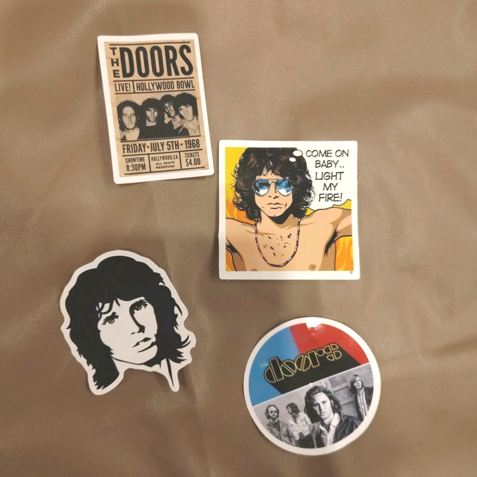 Lot of 4 THE DOORS 1" to 3" Band Logo Stickers JIM MORRISON B37