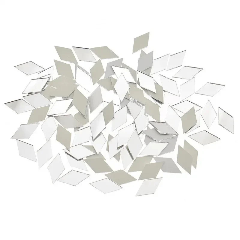 Self-adhesive Mirror Mosaic 100pcs of Acrylic Circular Heart-shaped Diamond Home