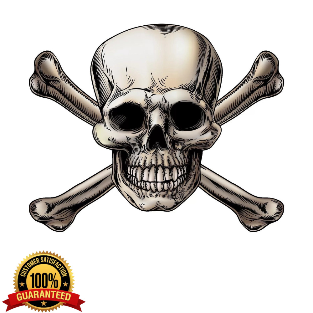 SKULL CROSSBONES VINYL 3M MADE in USA DECAL STICKER TRUCK WINDOW BUMPER WALL CAR
