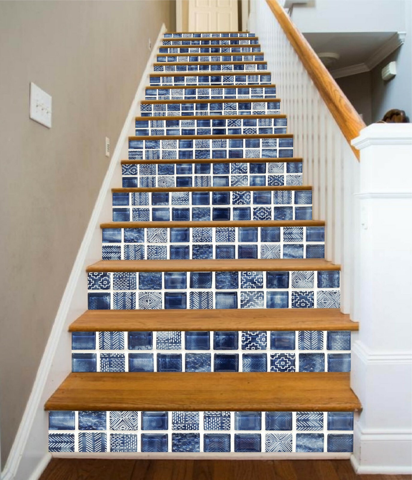 3D Blue Square 1126NA Stair Risers Decoration Photo Mural Decal Wallpaper Fay