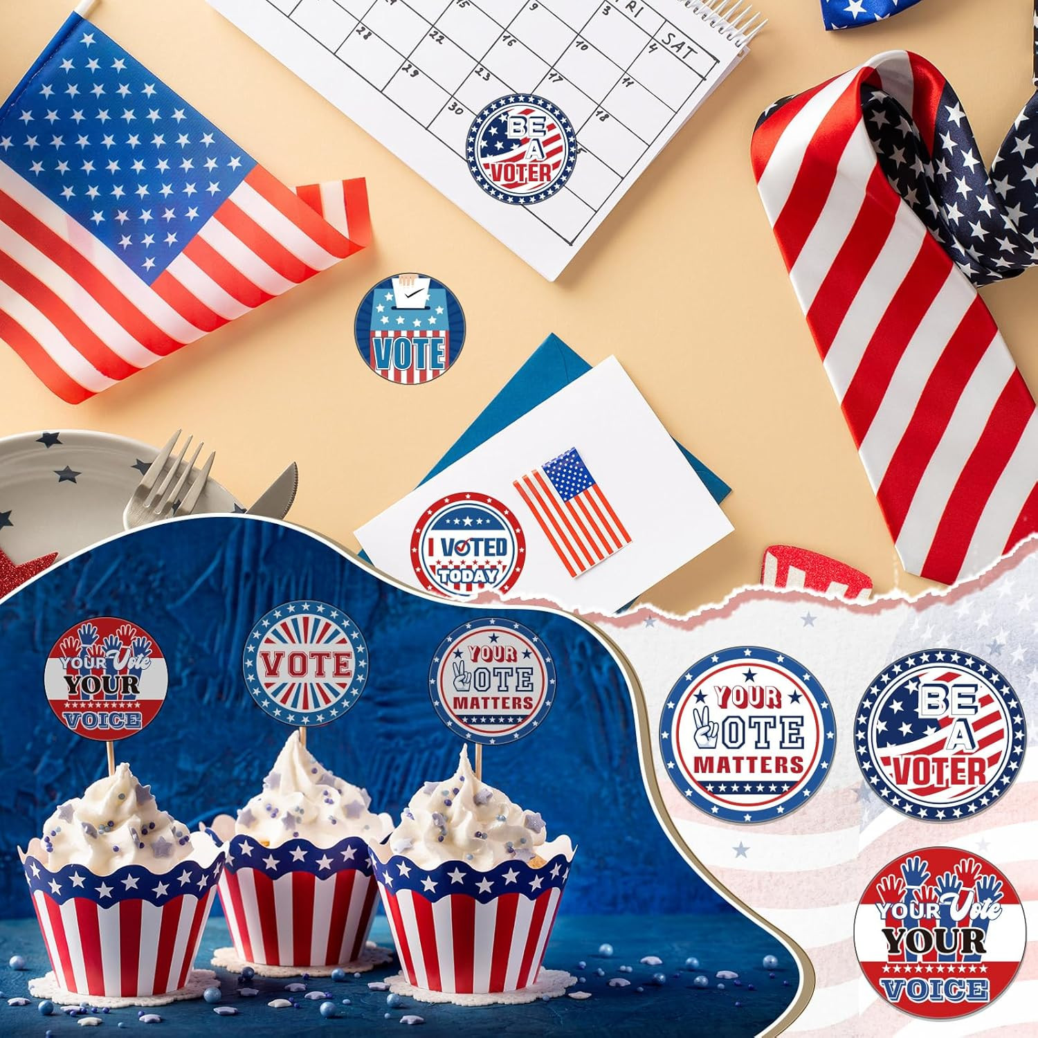2 Rolls/ 1000 Pcs I Voted Stickers 2026 for Kids 1.5 Inch round Self Adhesive La