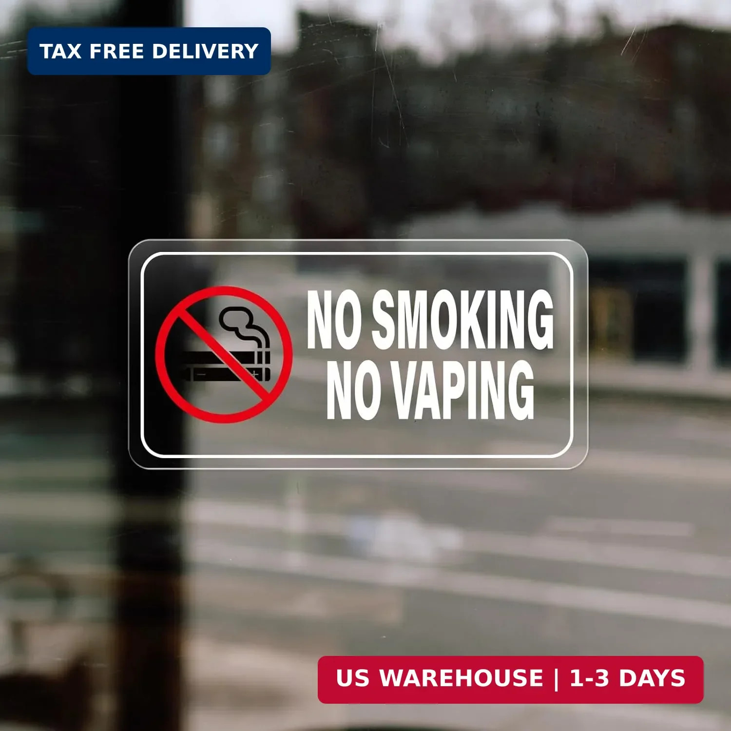 10 Pack No Smoking No Vaping Sticker 2 × 4 Inch Vinyl Self-Adhesive Door Decals