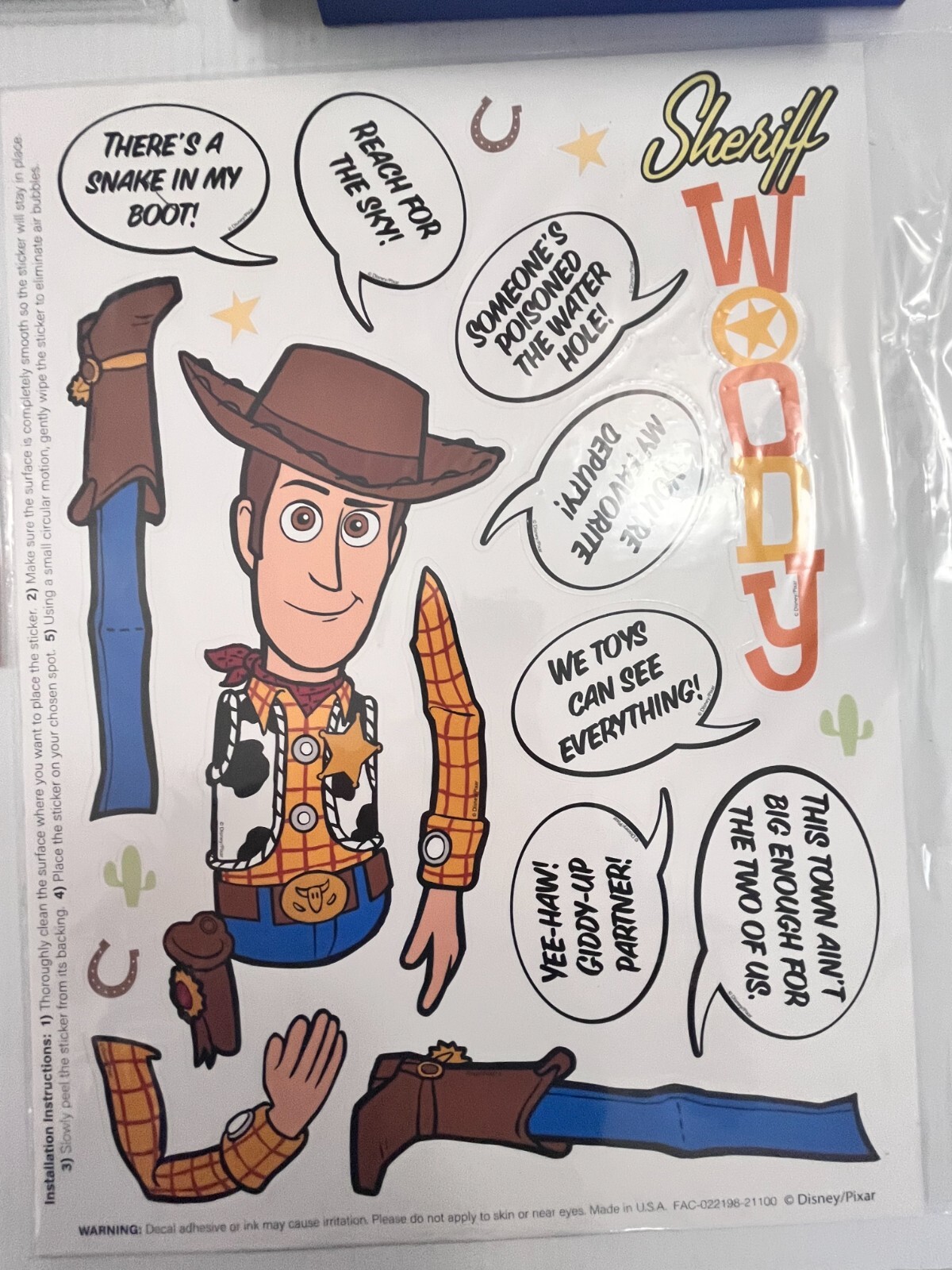 LOT 4 TOY STORY BEDROOM DECOR ART PICTURES DISNEY DECALS REUSABLE STRAWS