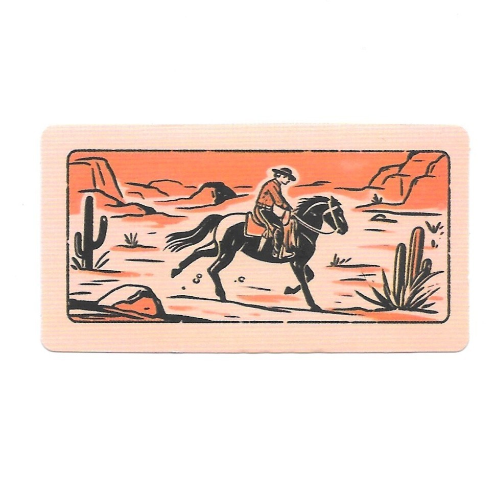 Vintage Cowboy Riding Horse Desert Landscape Western Retro Vinyl Sticker Decal