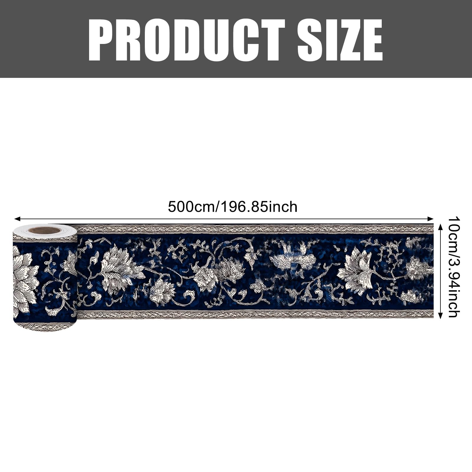 Nuxovilar Wallpaper Border Peel and Stick, Vintage 3.9" x 196.9", LU08537