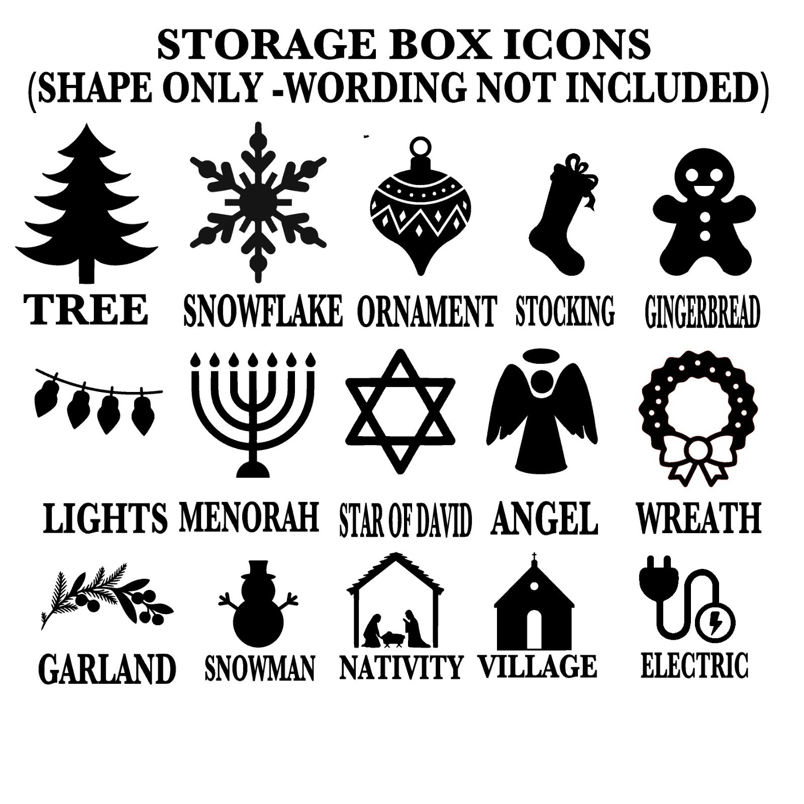 Christmas Storage Box Labels Vinyl Decals totes bins garage organization custom