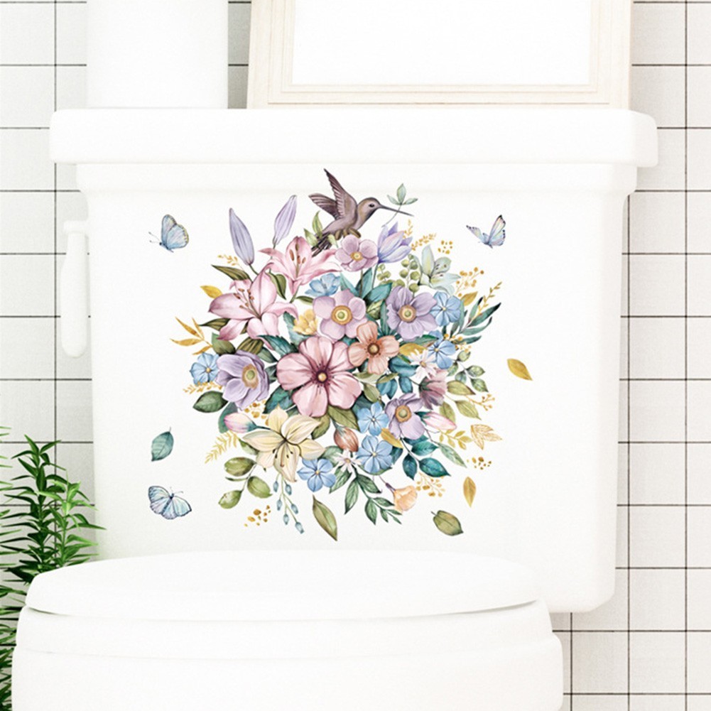 Lightweight Wall Sticker Flower 30*20cm Waterproof Harmless Hummingbird
