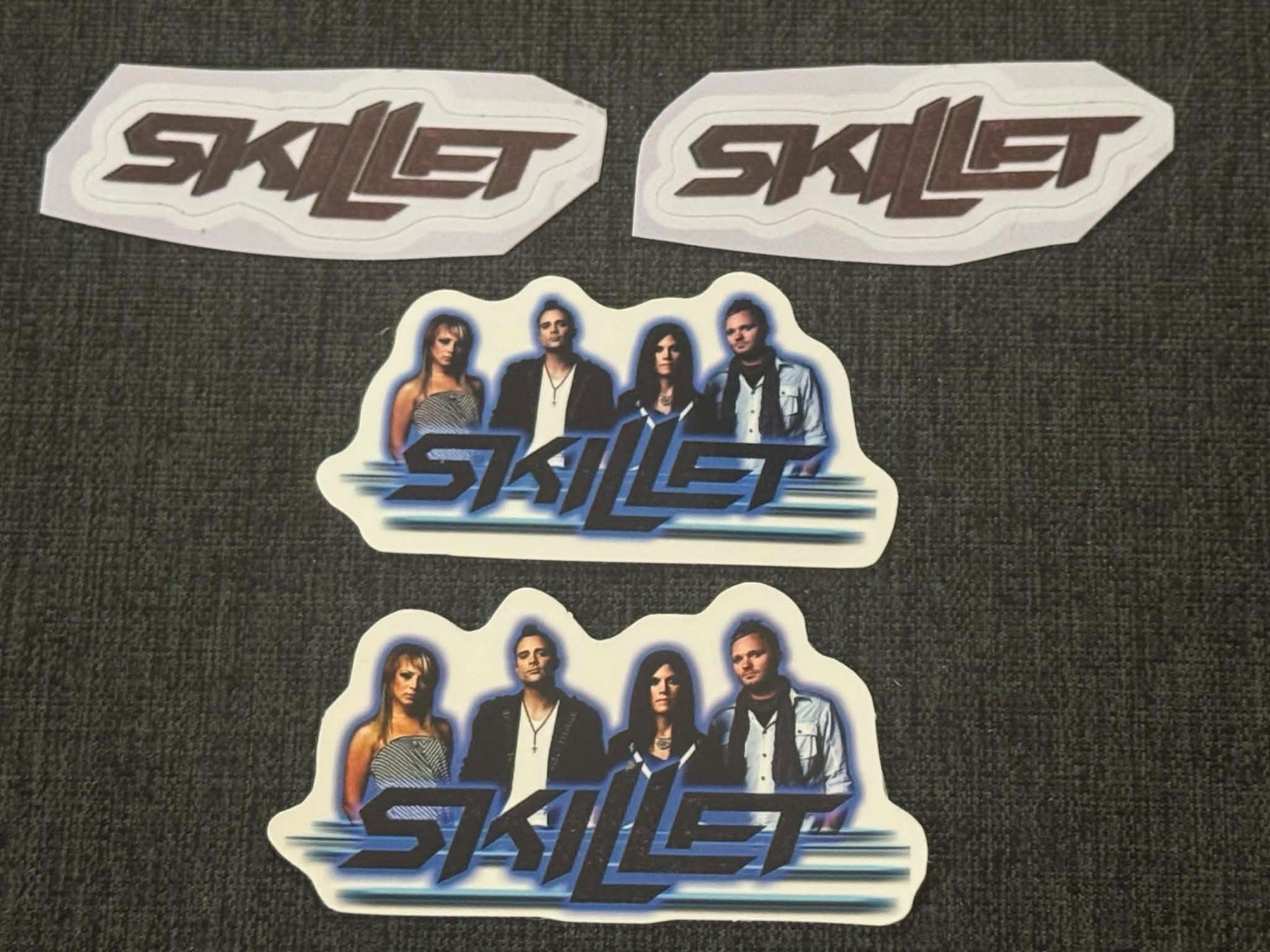 Lot (4) SKILLET 3/4" to 3" Band Logo STICKERS Blue FAST! FREE SHIP! COOPER