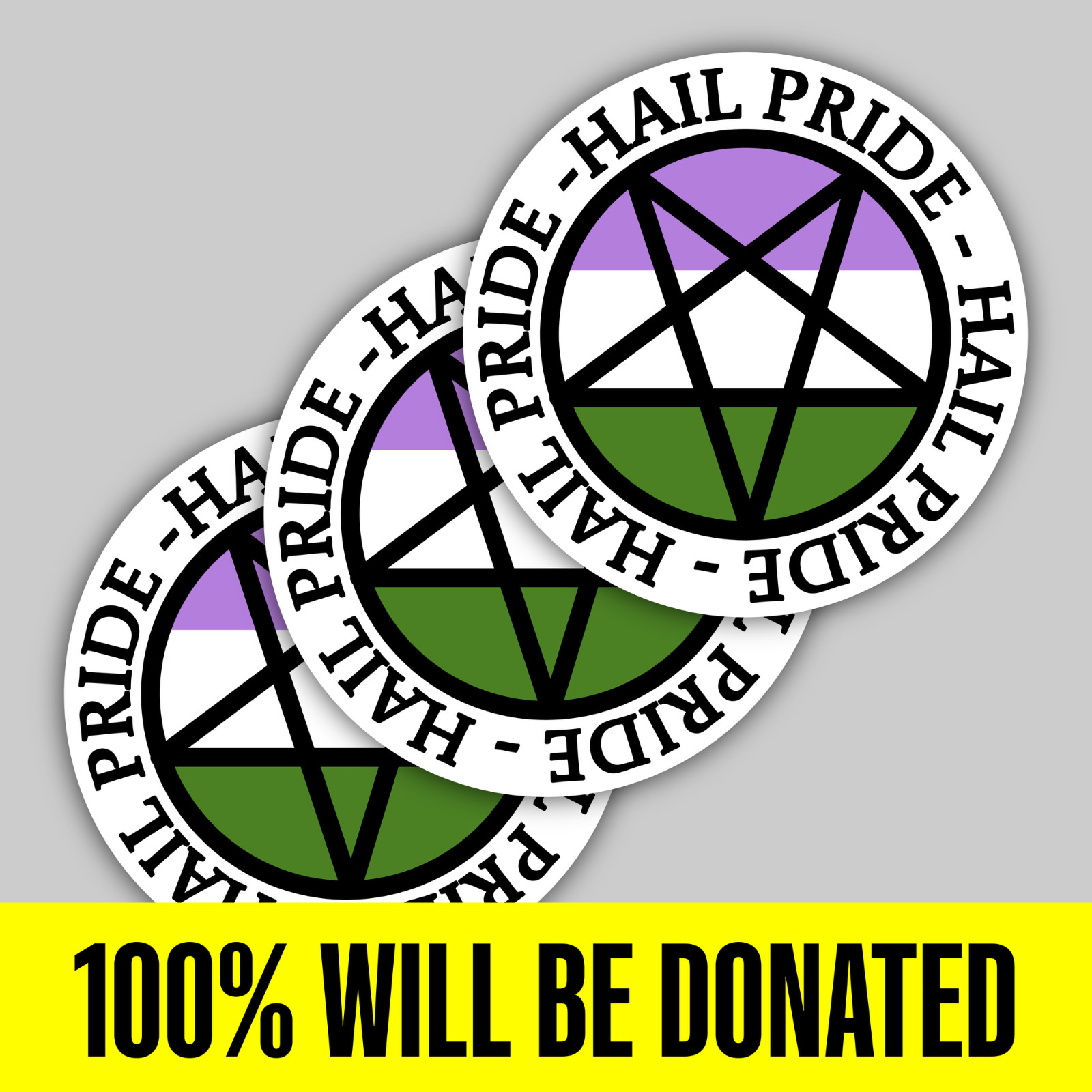 "Hail Pride!" 3 Genderqueer Satanic Sticker Pack (5 inches)