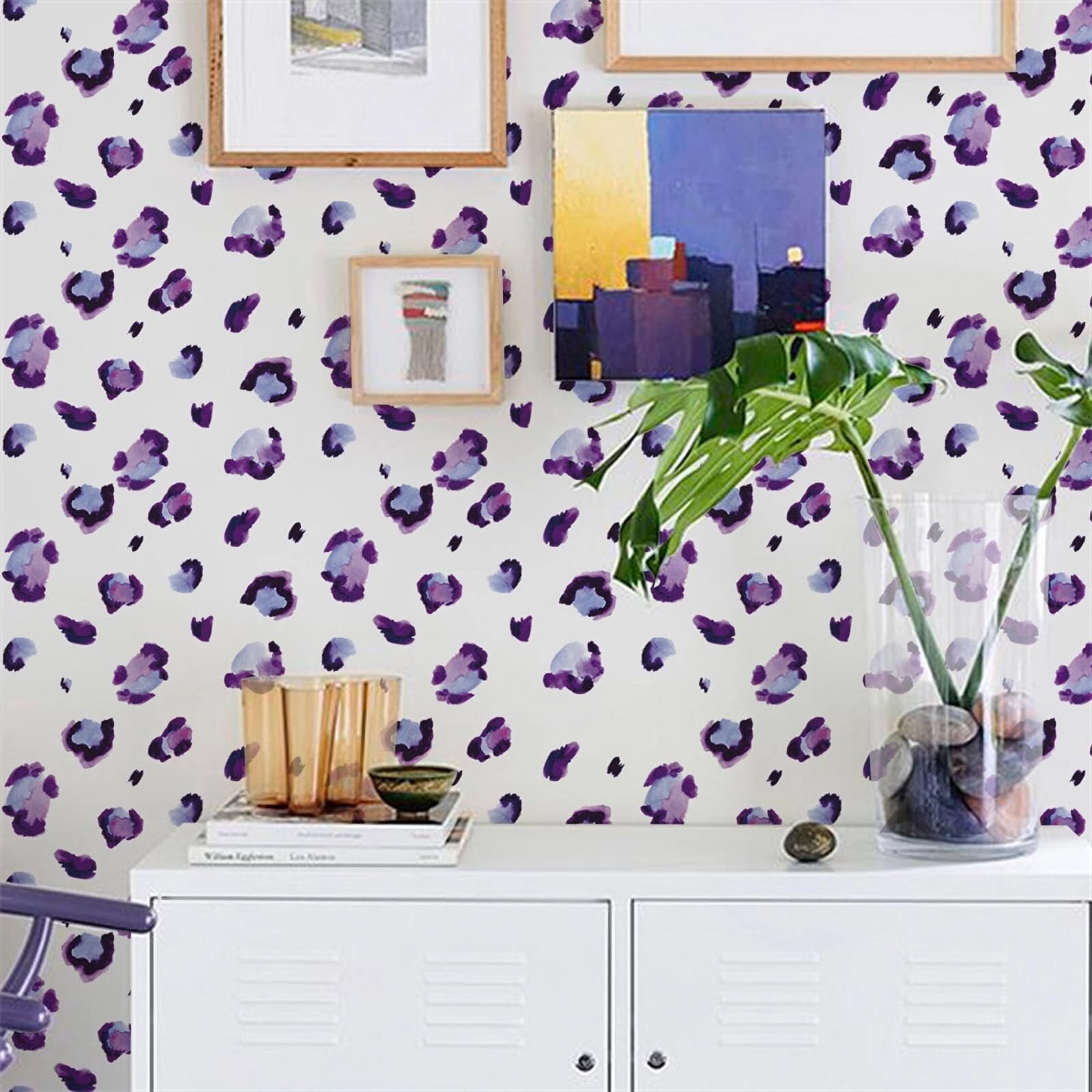 6 Sheets 180 Pcs Purple Leopard Print Wall Stickers, sacinora Animal Spot DIY…