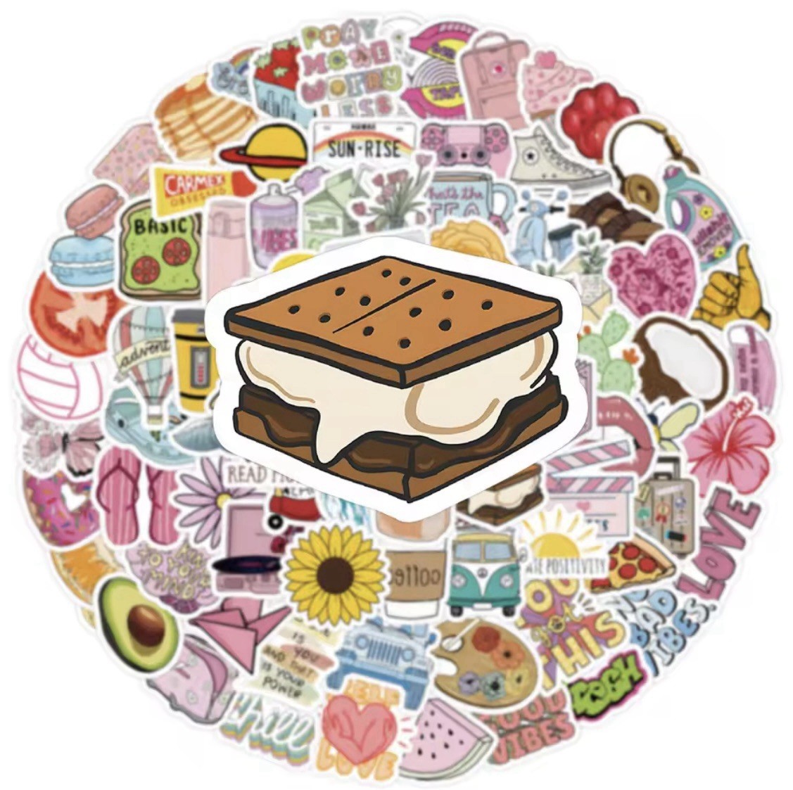 Girlie Summer Fun Style Stickers 100pc Fresh Fun Cartoon Stickers FREE SHIPPING