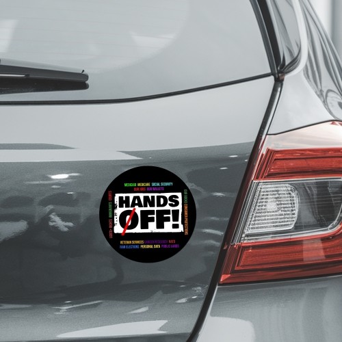 Magnet Me Up Hands Off Social Security Magnet – 5 inch Round, Political Protest