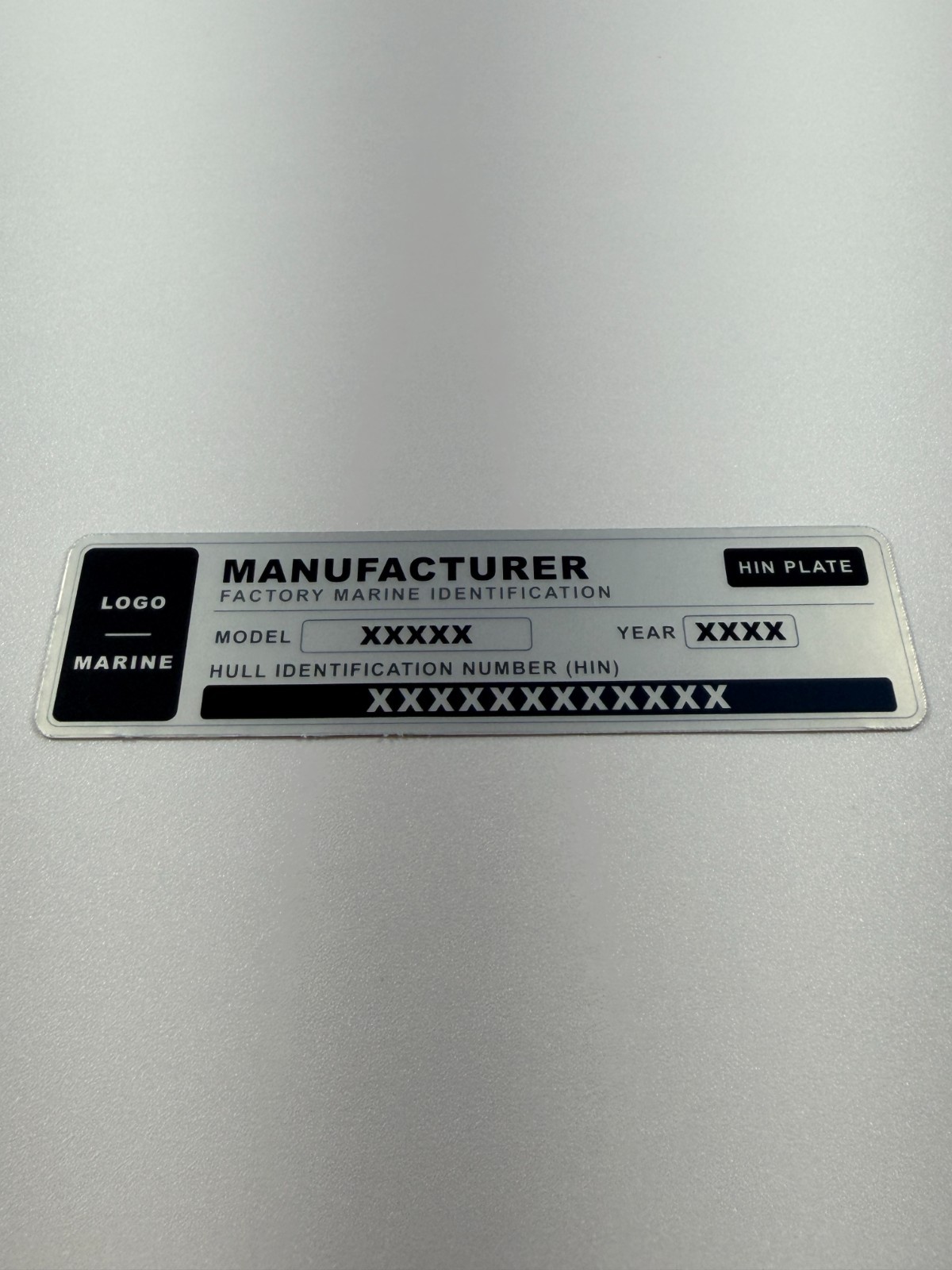 Custom Boat HIN Plate Hull Identification Number Replacement Decal 3.75×1