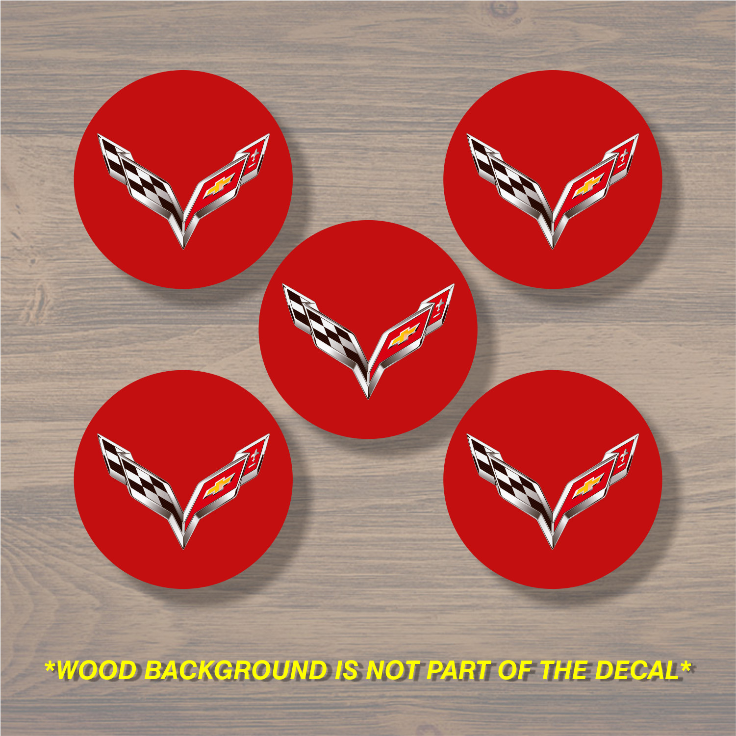 Vinyl Decal Sticker Overlays Fits Corvette Wheel Center Cap x5