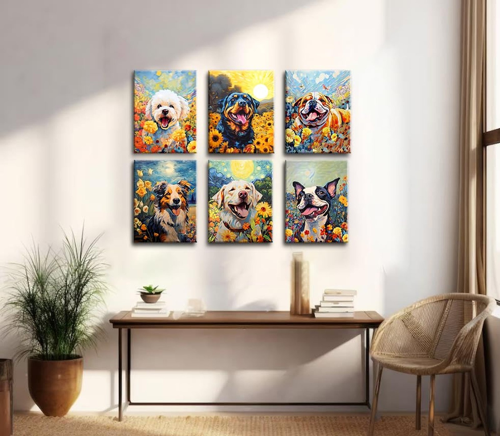 Dog Canvas Wall Art,Funny Dog Canvas Wall Art, Cute Puppy Animal Pictures Wal…