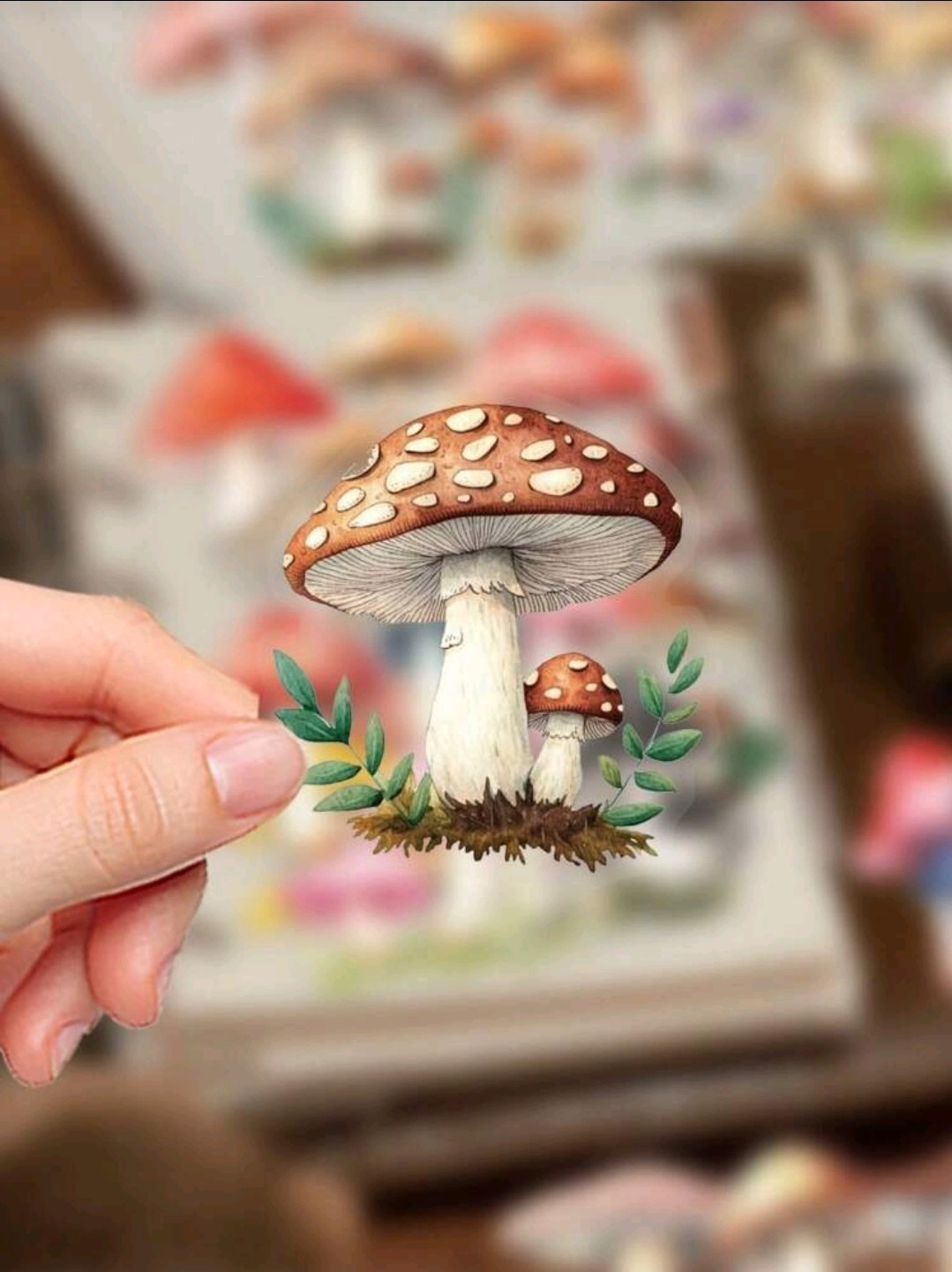 20 Pcs Retro Mushroom Vinyl Stickers,Self-Adhesive,Planner,Wall,Notebook
