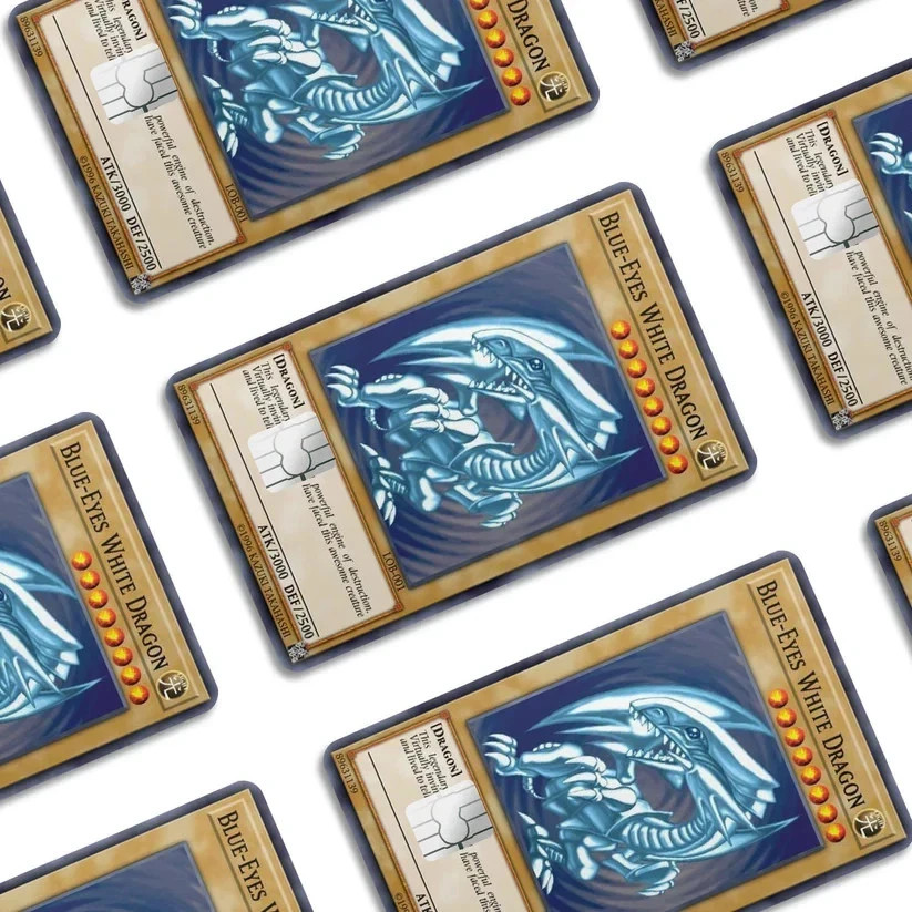 Blue Eyes White Dragon Card Skin 2-Pack Yu-Gi-Oh Anime Vinyl Debit Card Sticker