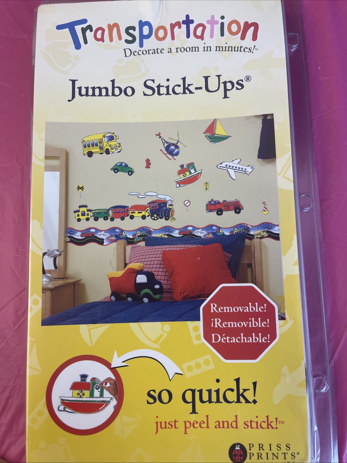 Vtg Priss Prints 2002 Transportation Jumbo Stick Up Wall Sticker Unopened 20pcs