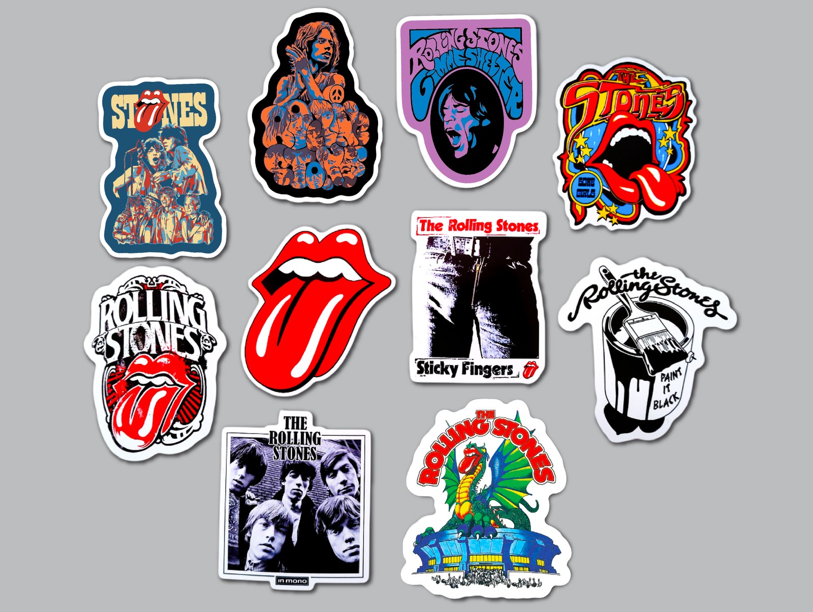 Rolling Stones Vinyl Sticker Lot (10 Stickers) 60's 70's hard led zeppelin