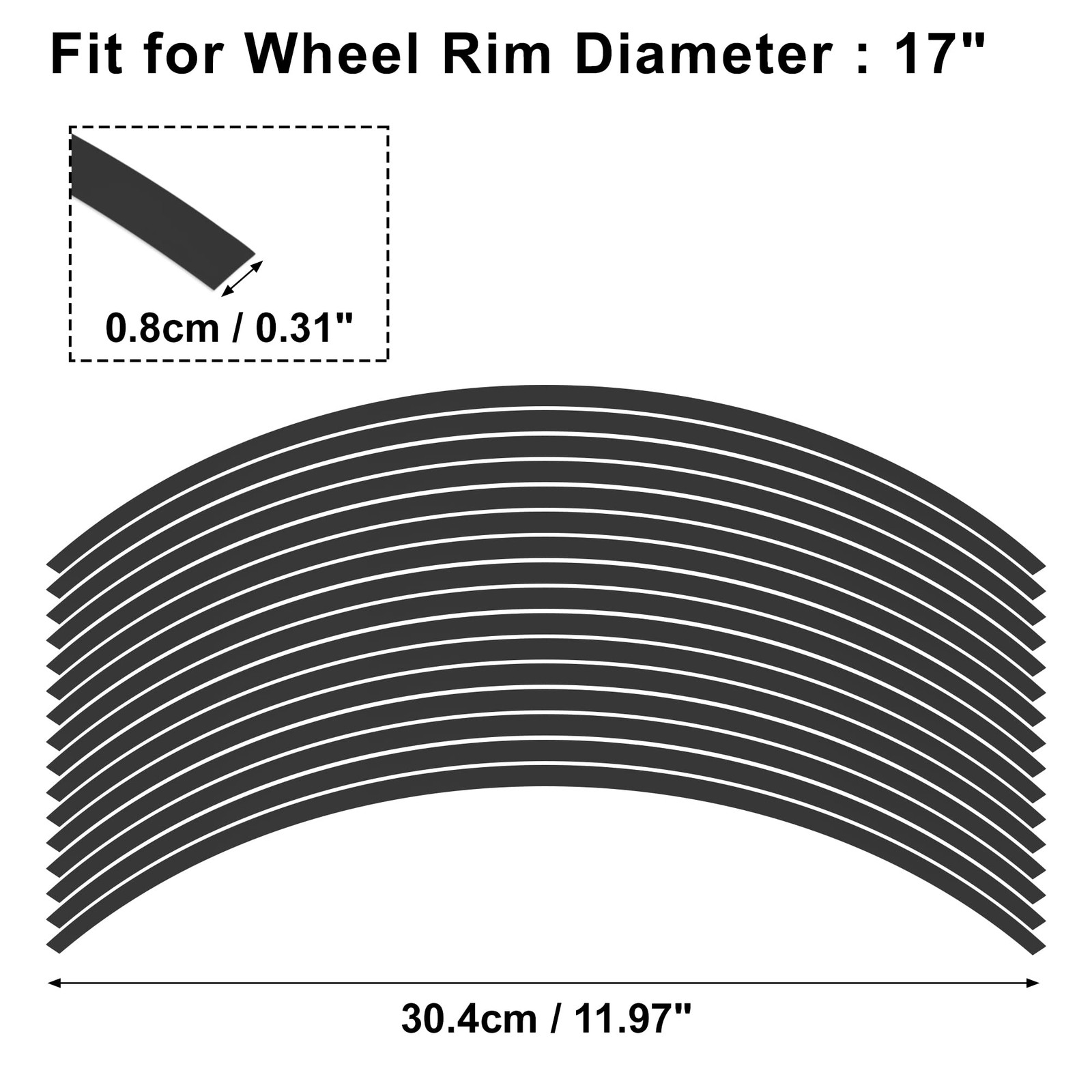 16pcs Fit 17" Wheel Motorcycle Car Bike Wheel Rim Sticker Strips Reflective S…