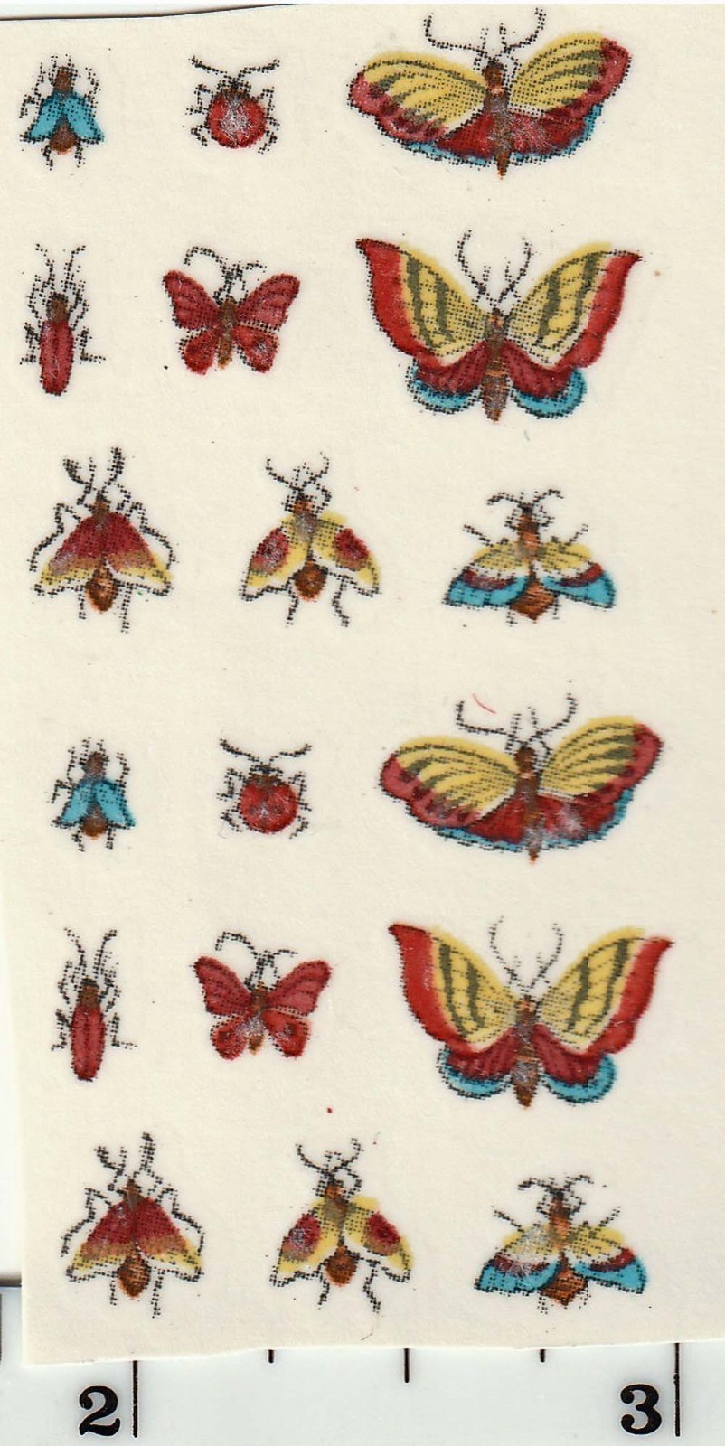 Vintage Mini Butterflies & Bugs (72) Decals dollhouse, waterslide transfers