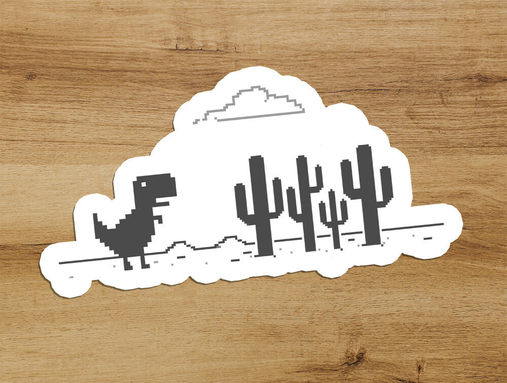 Google Chrome Dinosaur Laptop Sticker Bottle Decal Bumper Sticker Internet 8 bit